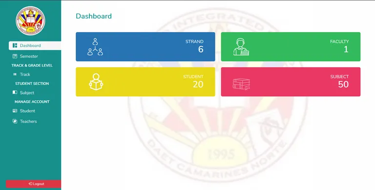 Screenshot of the MIS Grading System system.